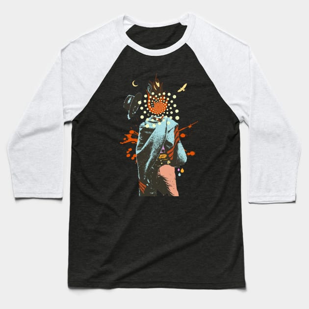 PSYCHEDELIC COWBOY Baseball T-Shirt by Showdeer